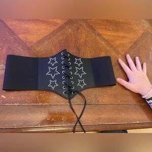 Hot Topic Black Corset Belt with Star Accents